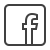 Facebook icon in a rounded square outline.