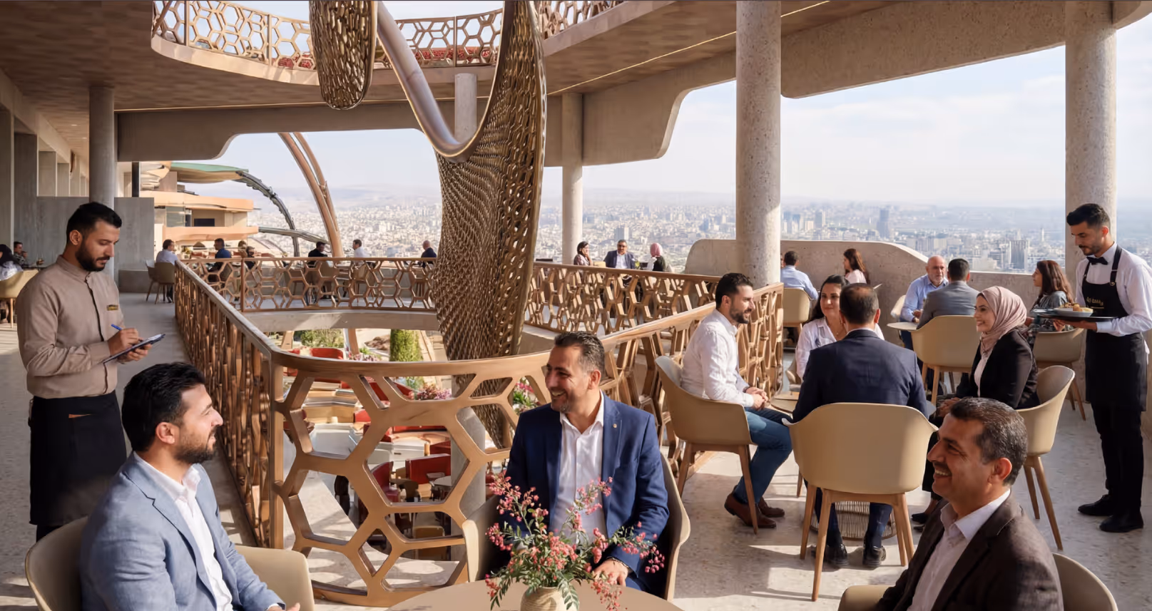 Design rendering of the Bee Kingdom pavilion at Qassioun Journey