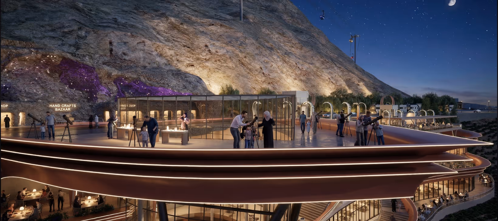 Visitor terrace overlooking Damascus at the Qassioun Journey project
