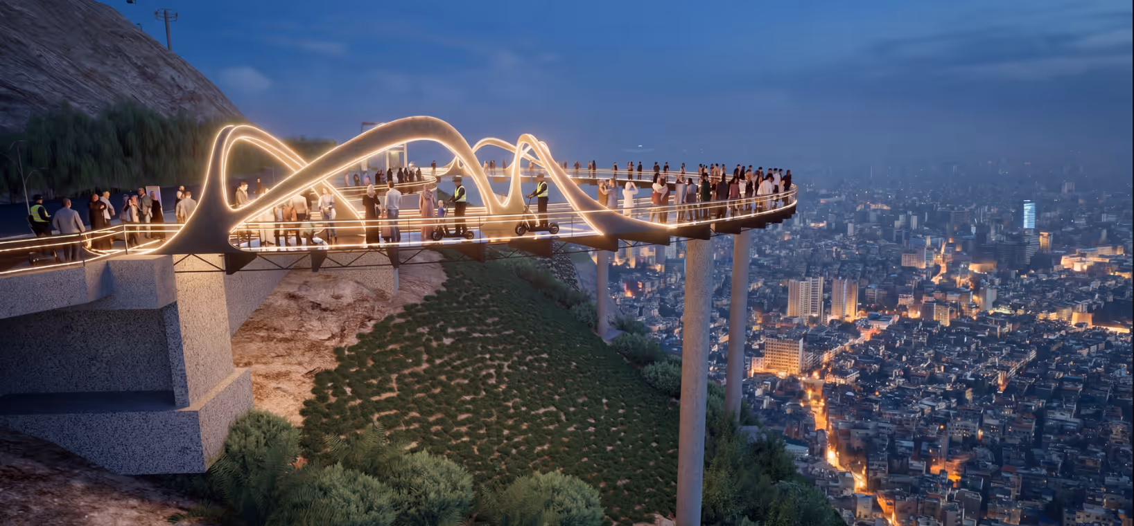 Panoramic viewpoint over Damascus from the Qassioun Journey project area