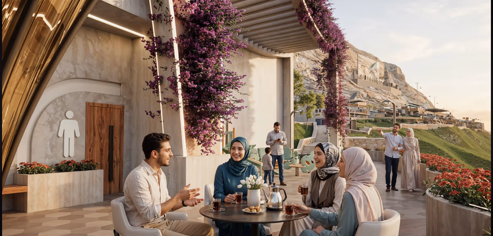 Viewing balcony overlooking the Damascus skyline at the Qassioun Journey project