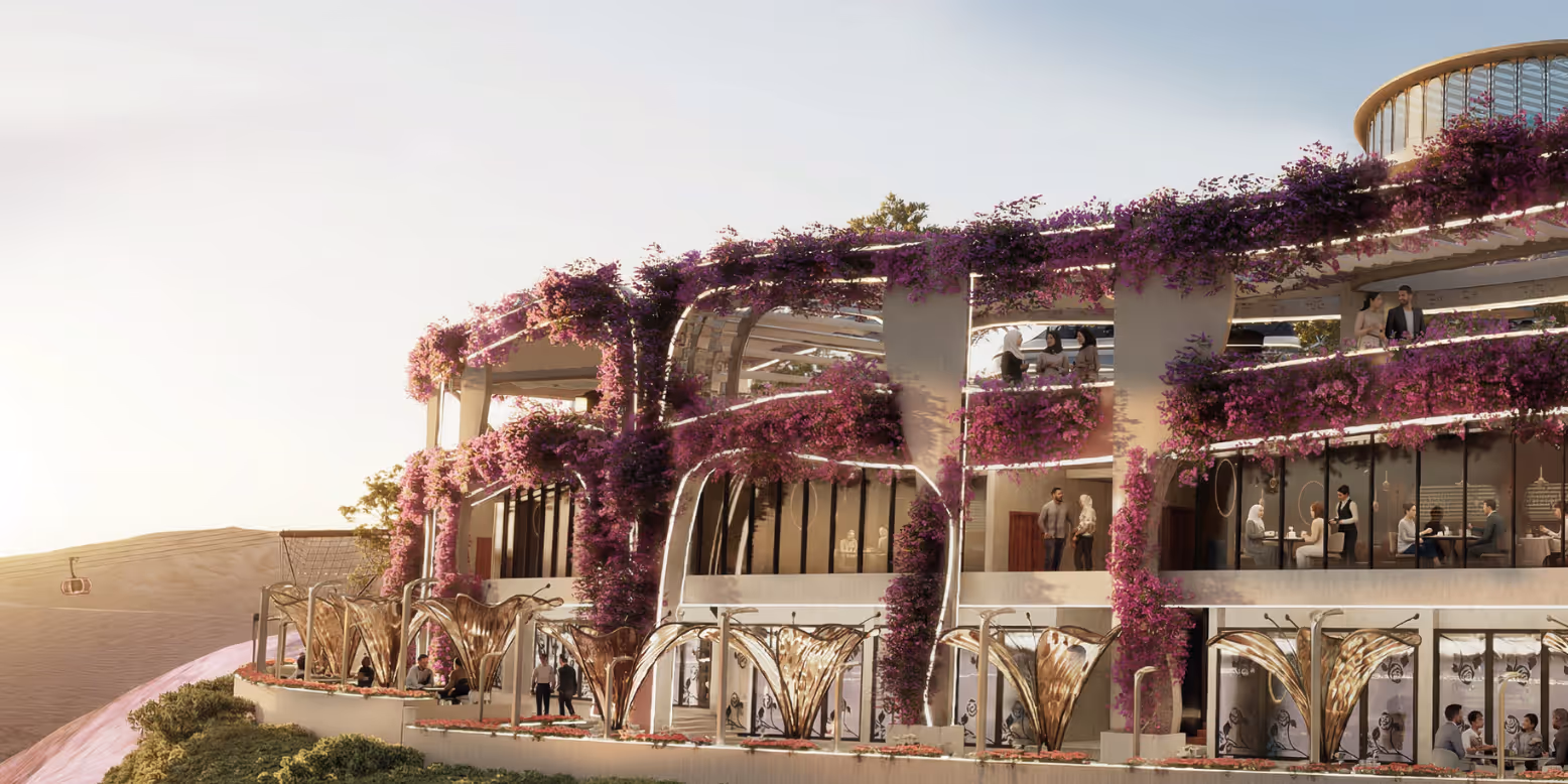 Design rendering of the Flower Garden within the Qassioun Journey project