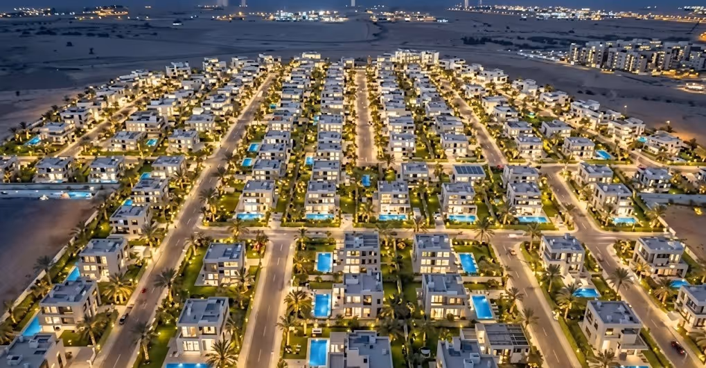 منظر جوي لمجمع زمزم السكني المسور في ريف حلب