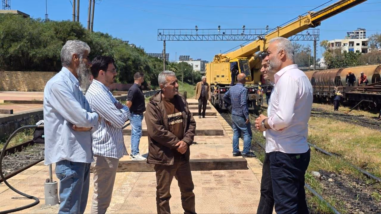 View of the Tartus railway and port area undergoing rehabilitation on the Syrian coast