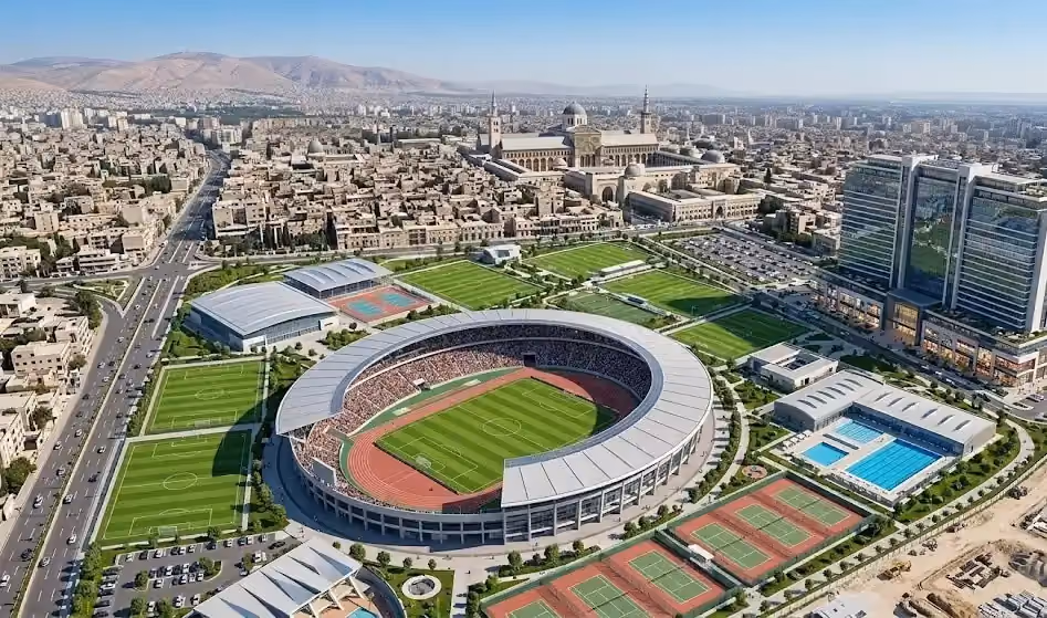 غلاف فرصة استثمارية مجمع الجلاء الرياضي | منصة إعمار سوريا