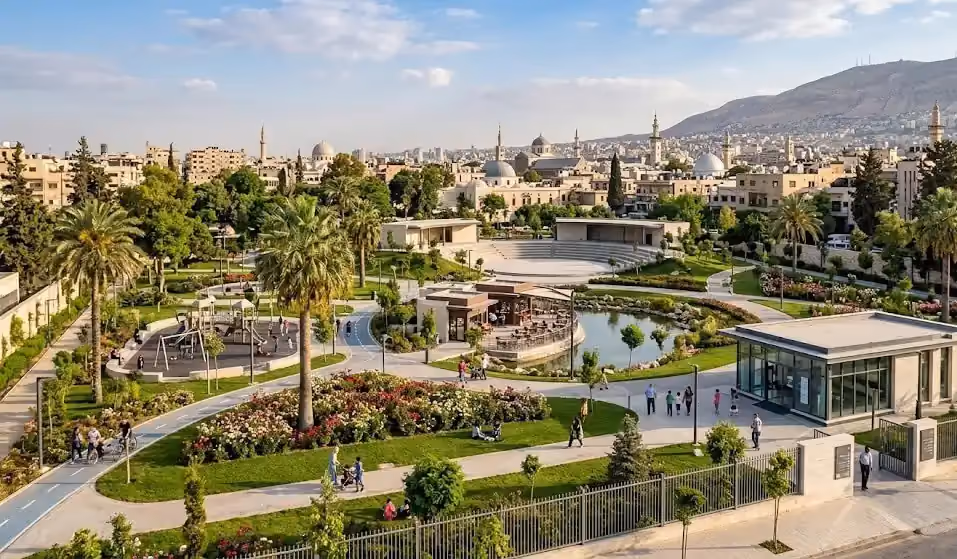 غلاف فرصة استثمارية إعادة تأهيل وإدارة واستثمار منتزهي الورود والعدوي | منصة إعمار سوريا