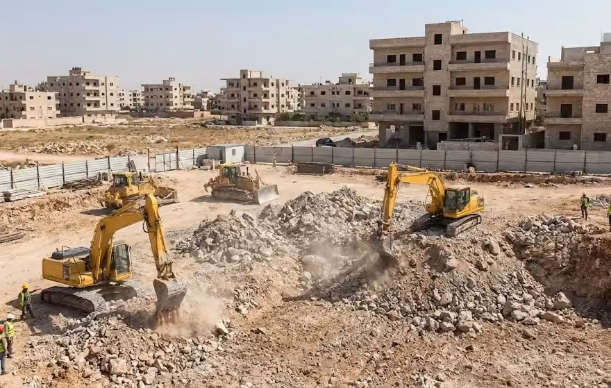 تنفيذ أعمال الحفر الصلبة لمشروع جمعية الريادة التعاونية للإسكان في حلب