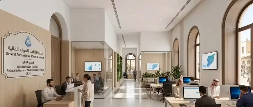 مناقصة تأهيل وتحديث قسم الإدارة في مبنى الهيئة العامة للموارد المائية بدمشق
