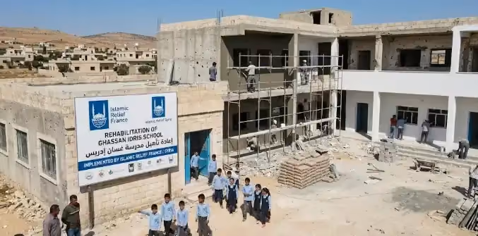 مناقصة تأهيل مدرسة غسان إدريس لمنظمة الإغاثة الإسلامية الفرنسية في سوريا