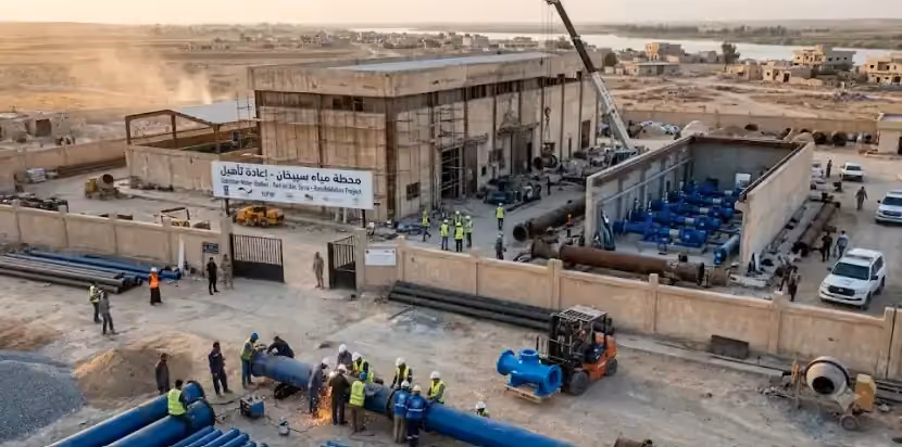 مناقصة إعادة تأهيل محطة مياه صبيخان في دير الزور
