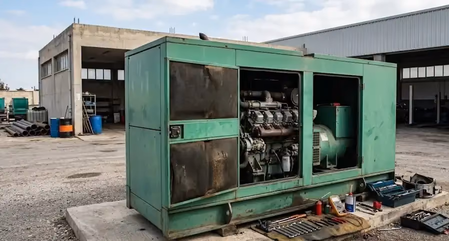 إصلاح وحدة توليد كهرباء 350 KVA في الصومعة الميكانيكية، طرطوس