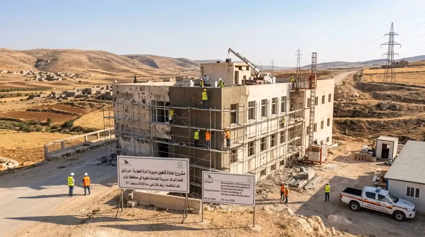 مناقصة ترميم مبنى مديرية الطوارئ وإدارة الكوارث في دير الزور