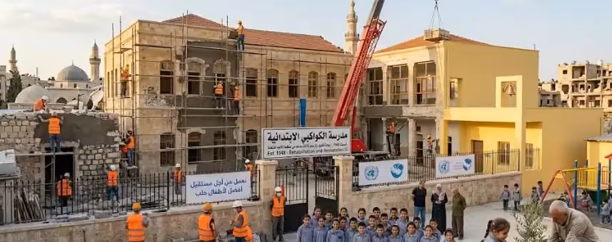 مناقصة إعادة تأهيل وترميم مدارس في محافظة حلب لمنظمة بنفسج