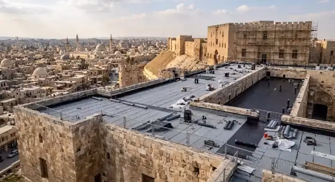 مشروع عزل أسطح قاعة العرش في قلعة حلب – وزارة السياحة