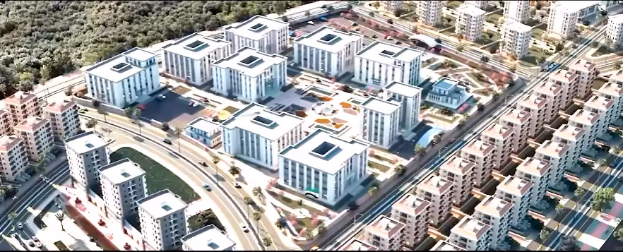 تصوّر جوي لمشروع المدينة الإدارية وكليات جامعة حلب في الباب، حلب